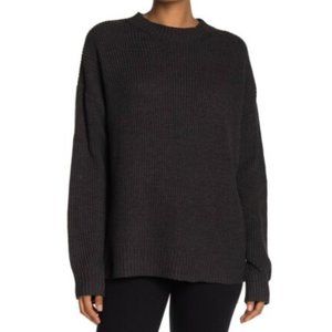 BCBGMaxazria Black Rib Crewneck High/Low Sweater